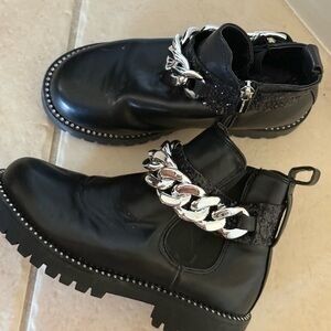 Vince Camuto Black Kids Boots with Silver Chain Accent